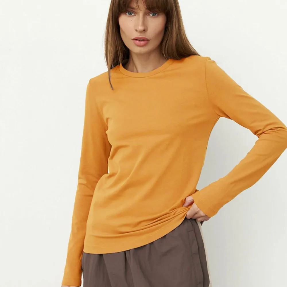 T-shirt in puro cotone Europa e America 2024 Primavera Nuove donne Moda Resto Versatile Pendolarismo Pullover Girocollo Lon