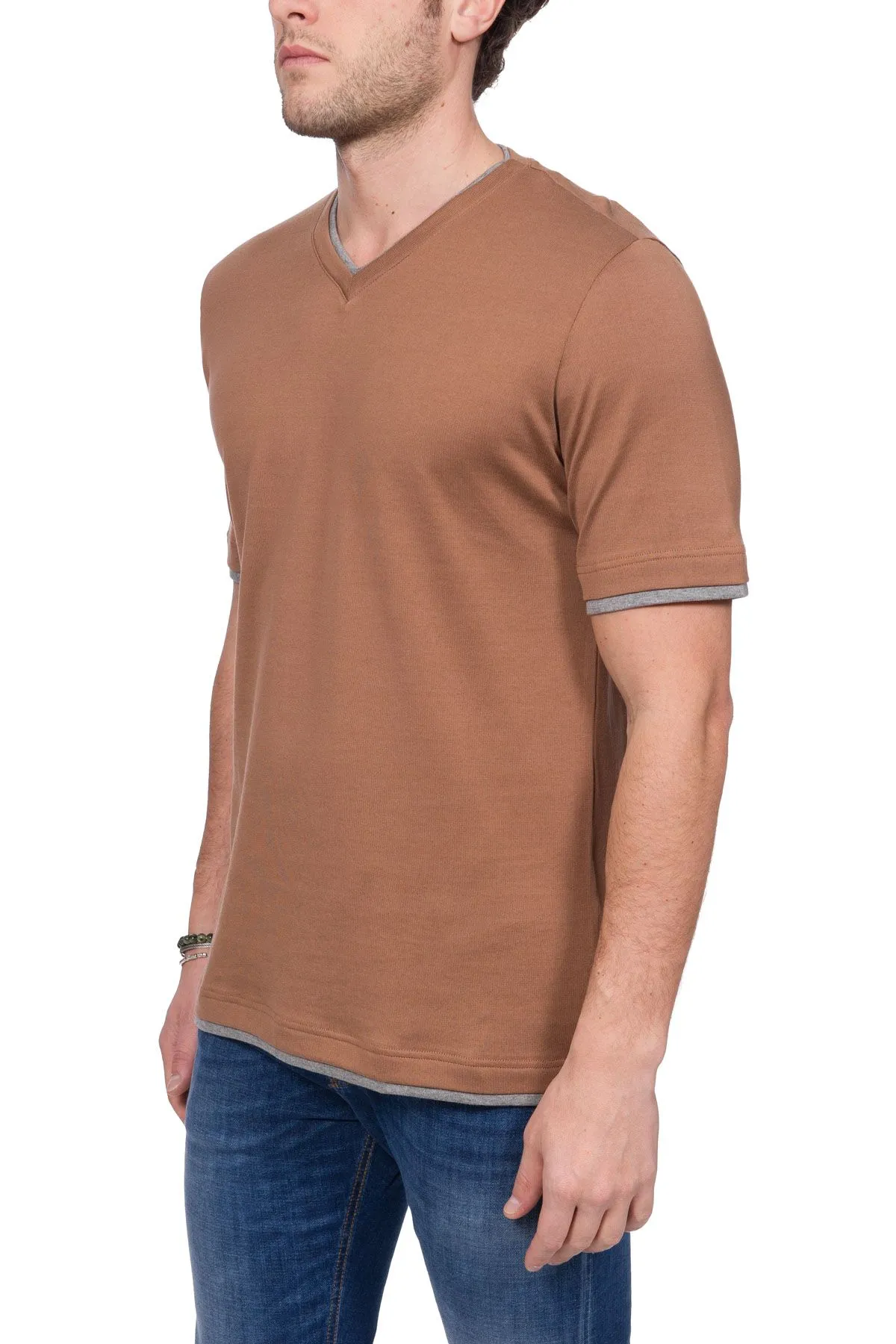 T-SHIRT MARRONE IN COTONE PLATINUM
