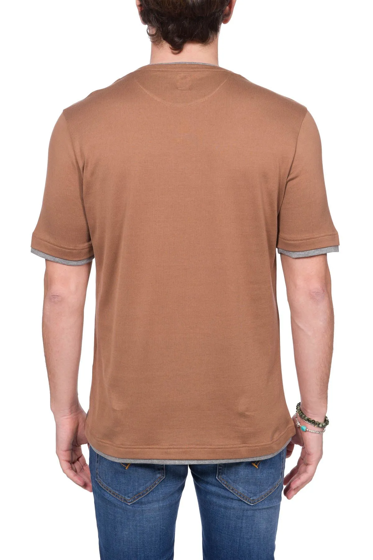 T-SHIRT MARRONE IN COTONE PLATINUM