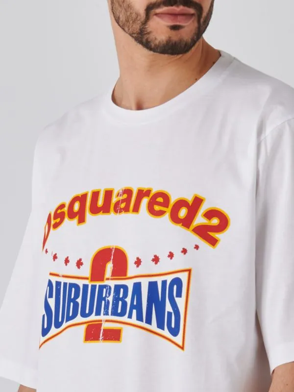 T-shirt uomo Dsquared2 Skater Fit in cotone Bianco
