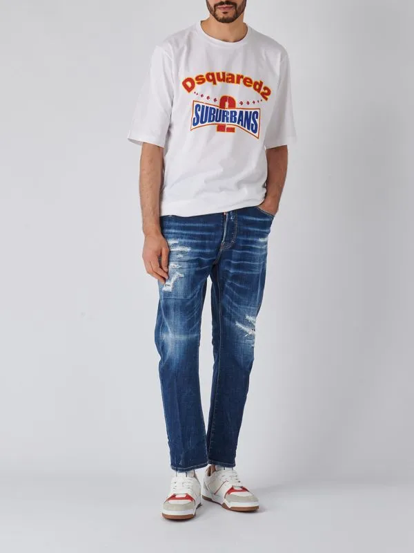 T-shirt uomo Dsquared2 Skater Fit in cotone Bianco