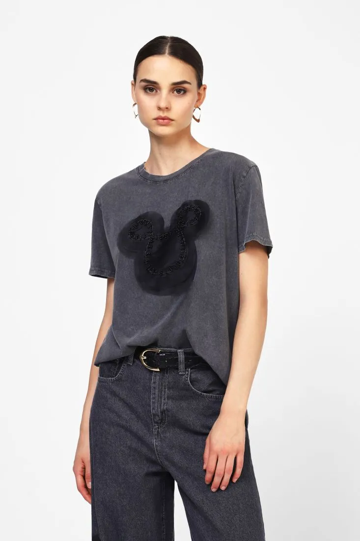  T-shirt with print and embroidery    