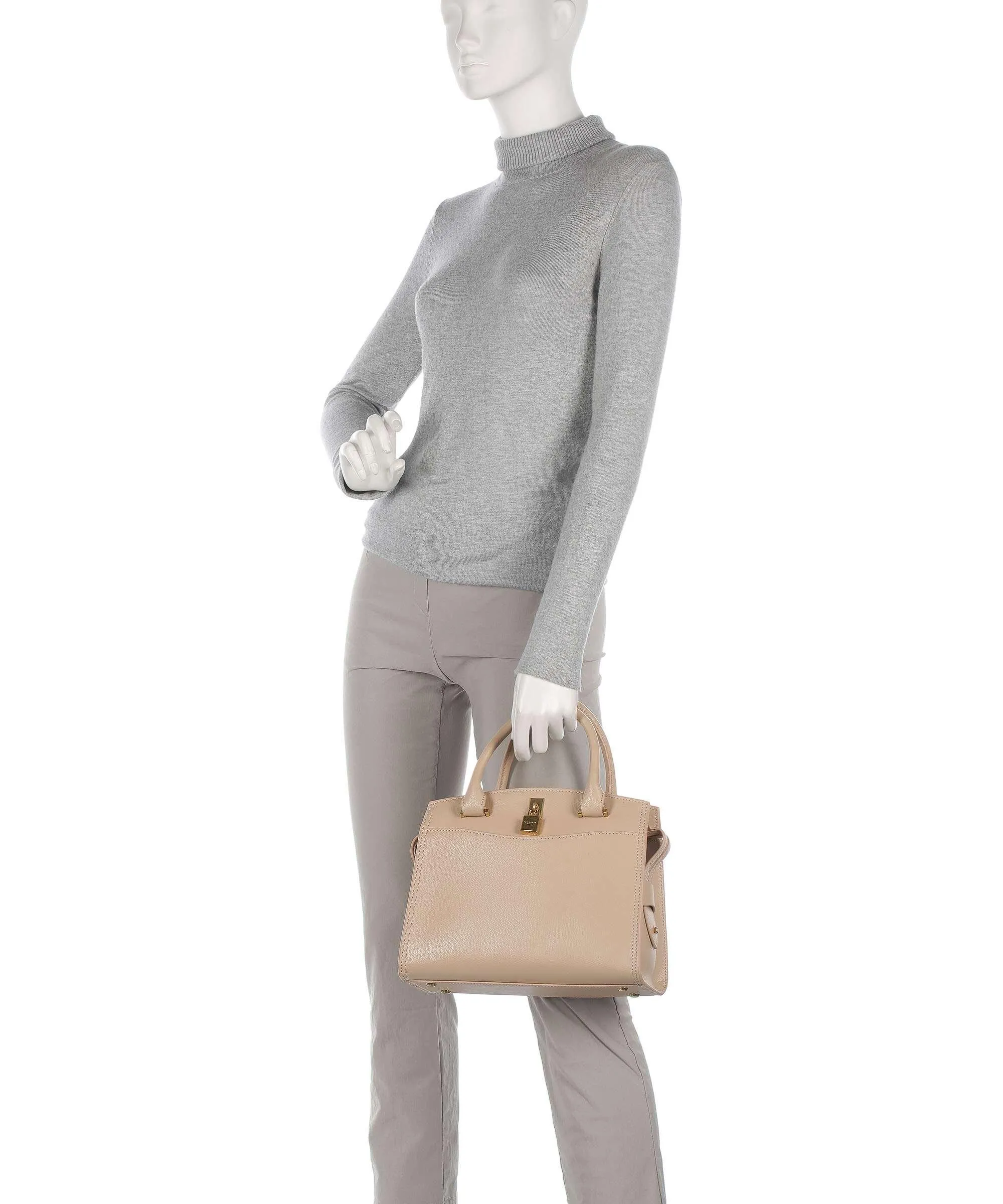  Ted Baker Crinkon Borsa a mano pelle di vacchetta saffiano beige  