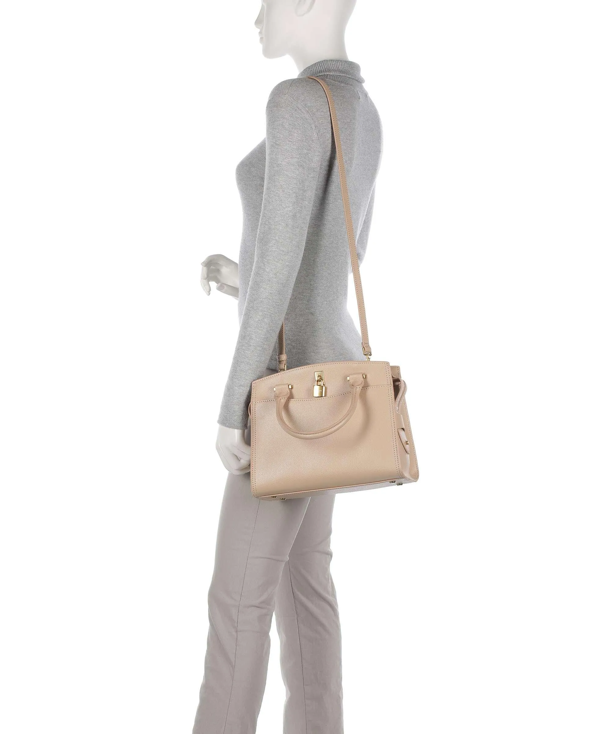  Ted Baker Crinkon Borsa a mano pelle di vacchetta saffiano beige  