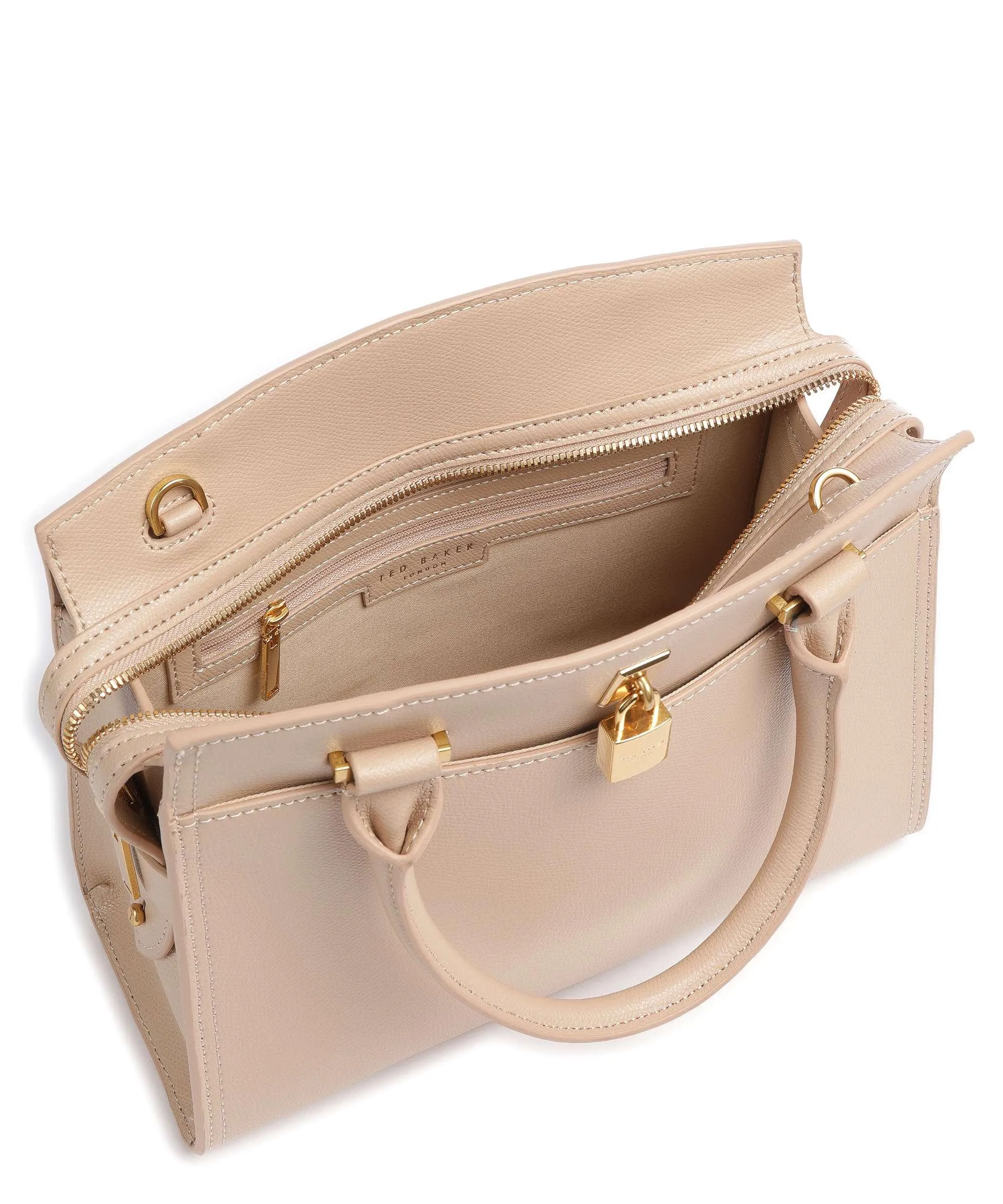  Ted Baker Crinkon Borsa a mano pelle di vacchetta saffiano beige  