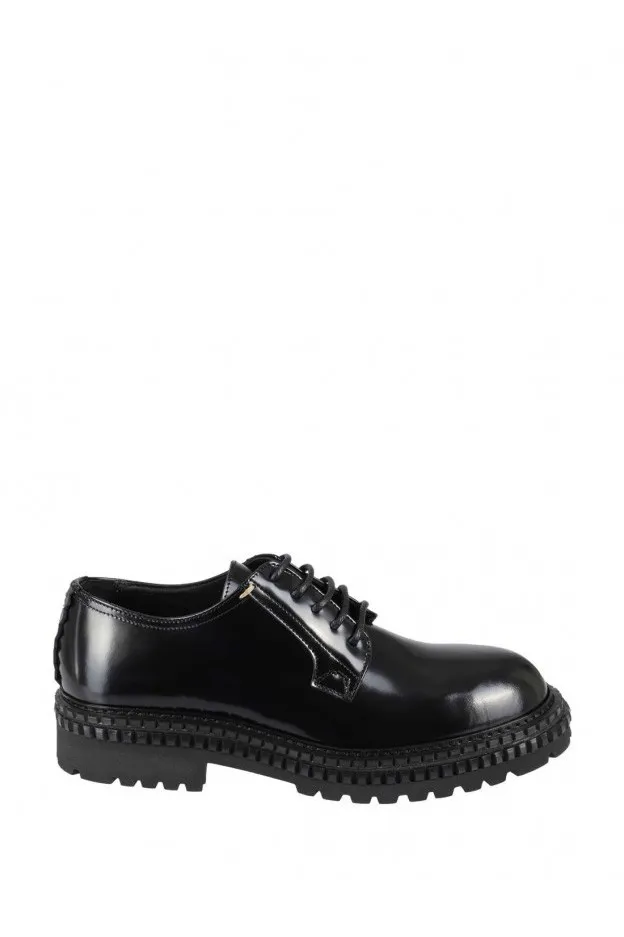 The Antipode Stringata Derby Pelle Vitello Nera