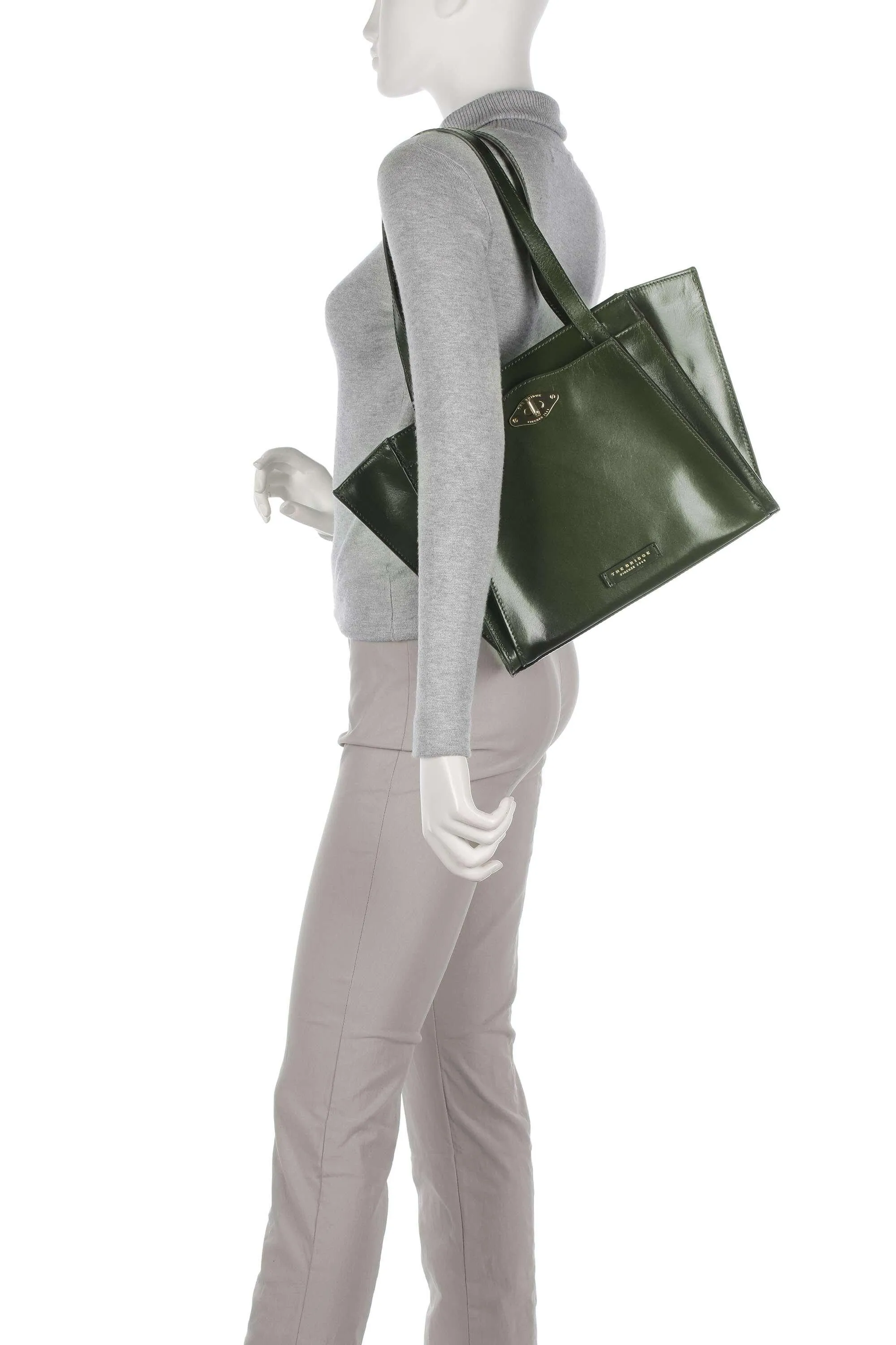  The Bridge Barbara Borsa shopper pelle di vacchetta liscia verde  