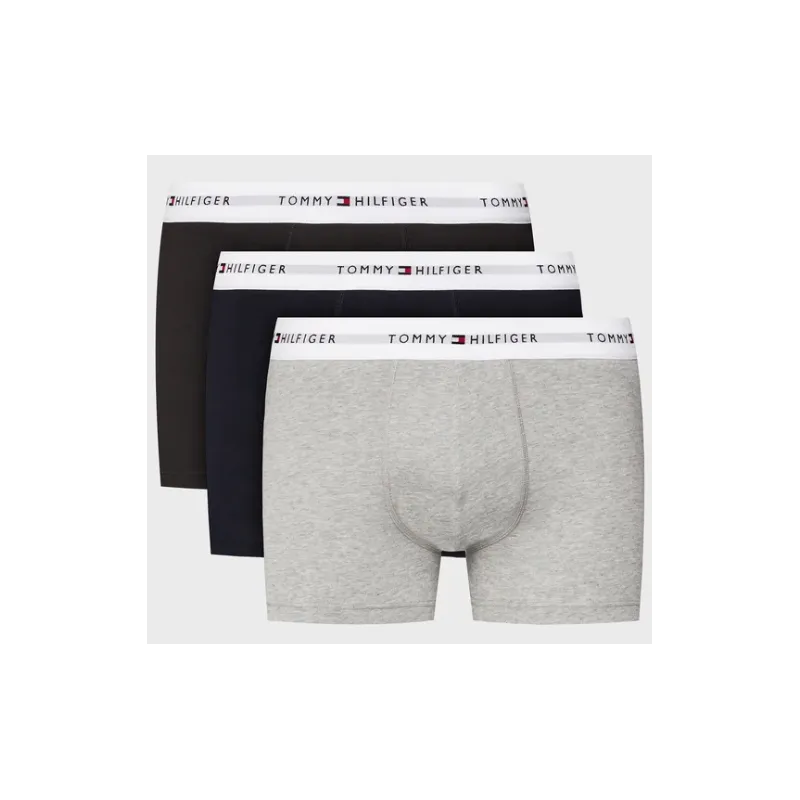 Tommy Jeans 3P Trunk Des Sky/Blk/Gry Htr Signat Cot 3 Boxer Blu/Gri/Ner Uomo