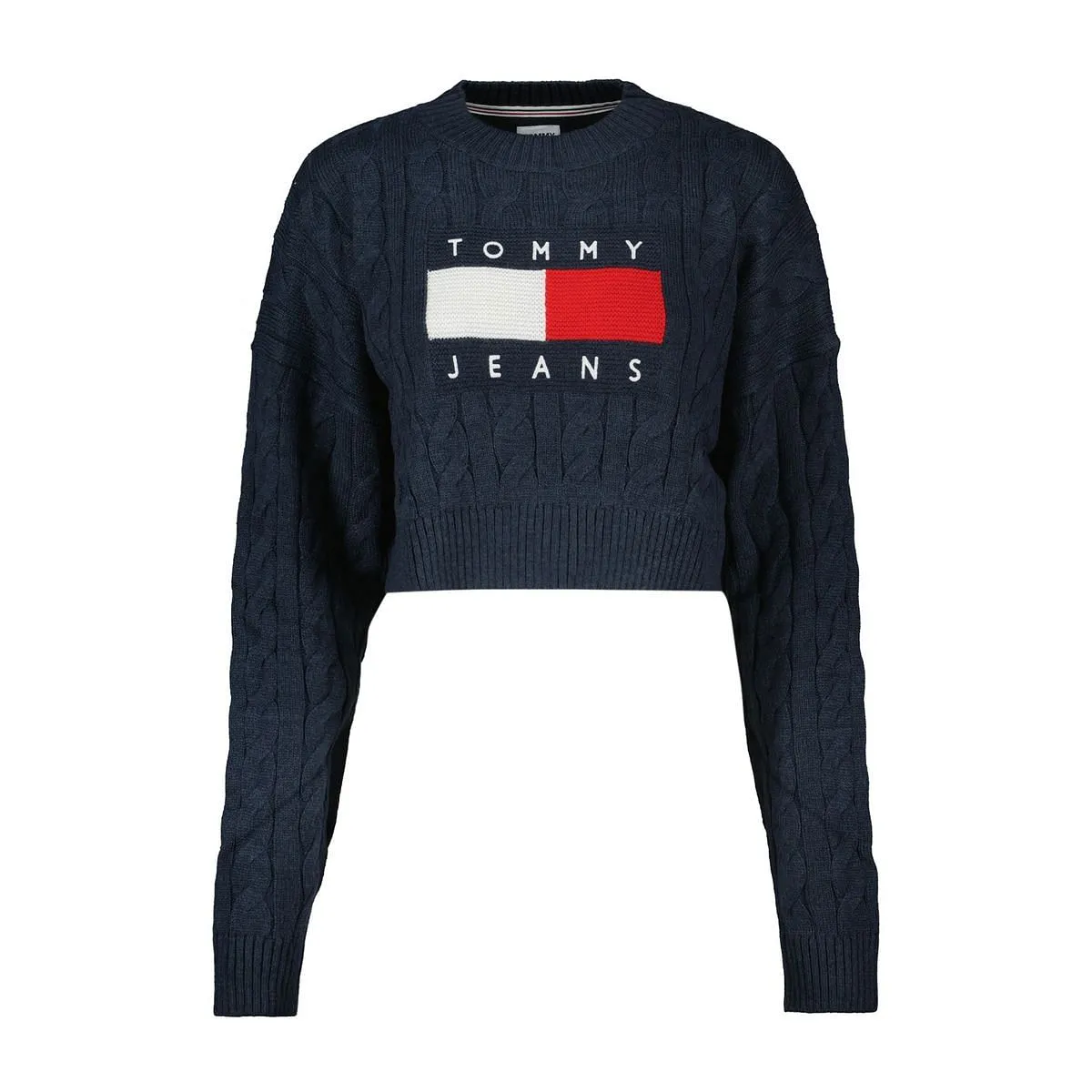      TOMMY JEANS MAGLIONE GIROCOLLO A TRECCE LOGO DONNA  