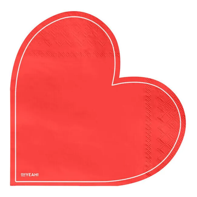 Tovaglioli rossi a forma di cuore 16 x 15,5 cm - 20 pz.