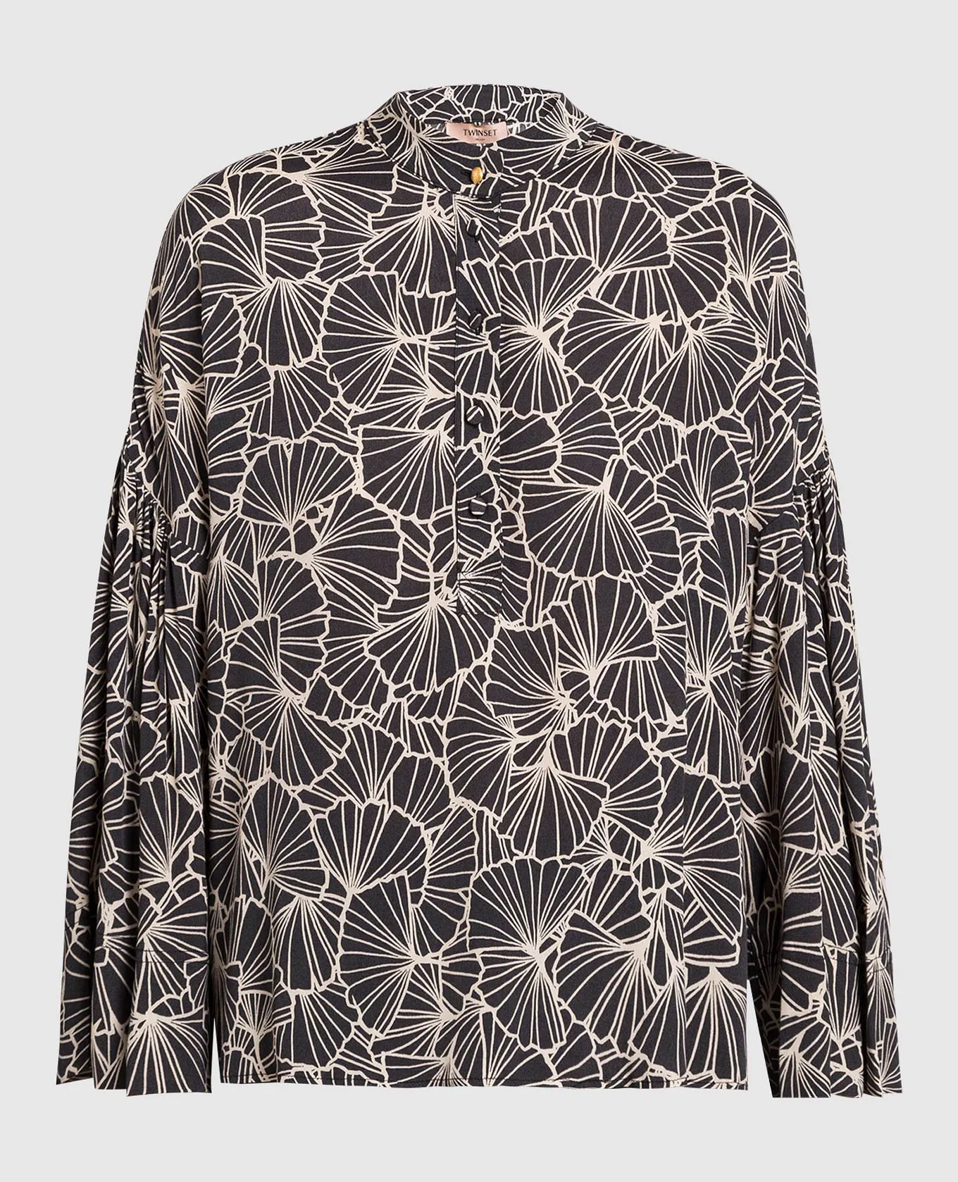 Twinset Blusa nera con stampa floreale 222TP2523