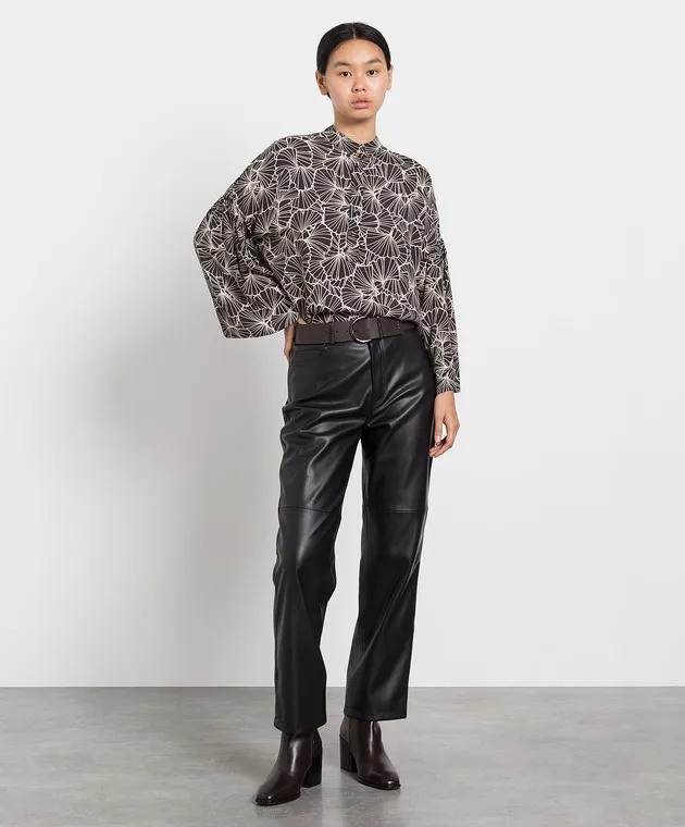 Twinset Blusa nera con stampa floreale 222TP2523