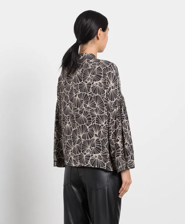 Twinset Blusa nera con stampa floreale 222TP2523