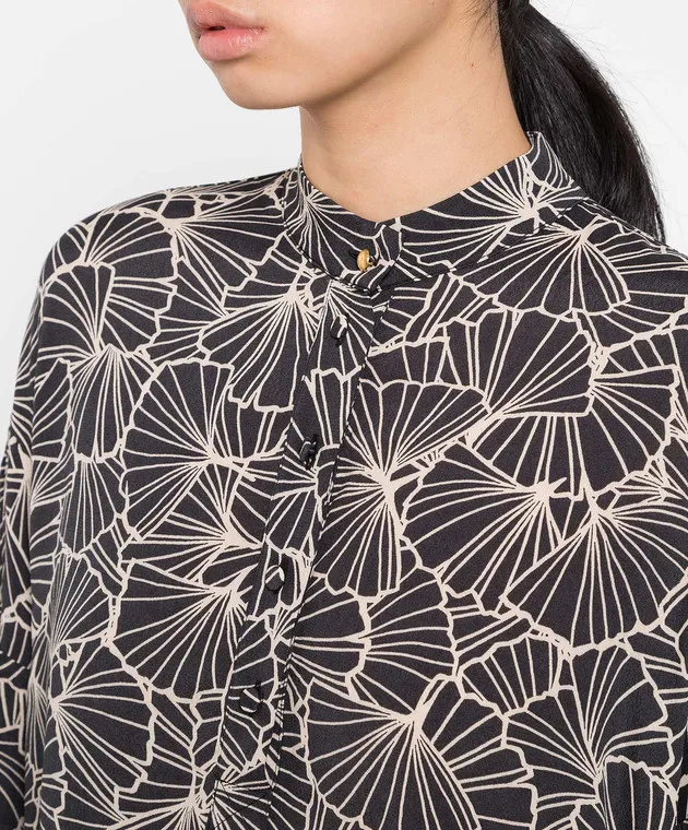 Twinset Blusa nera con stampa floreale 222TP2523