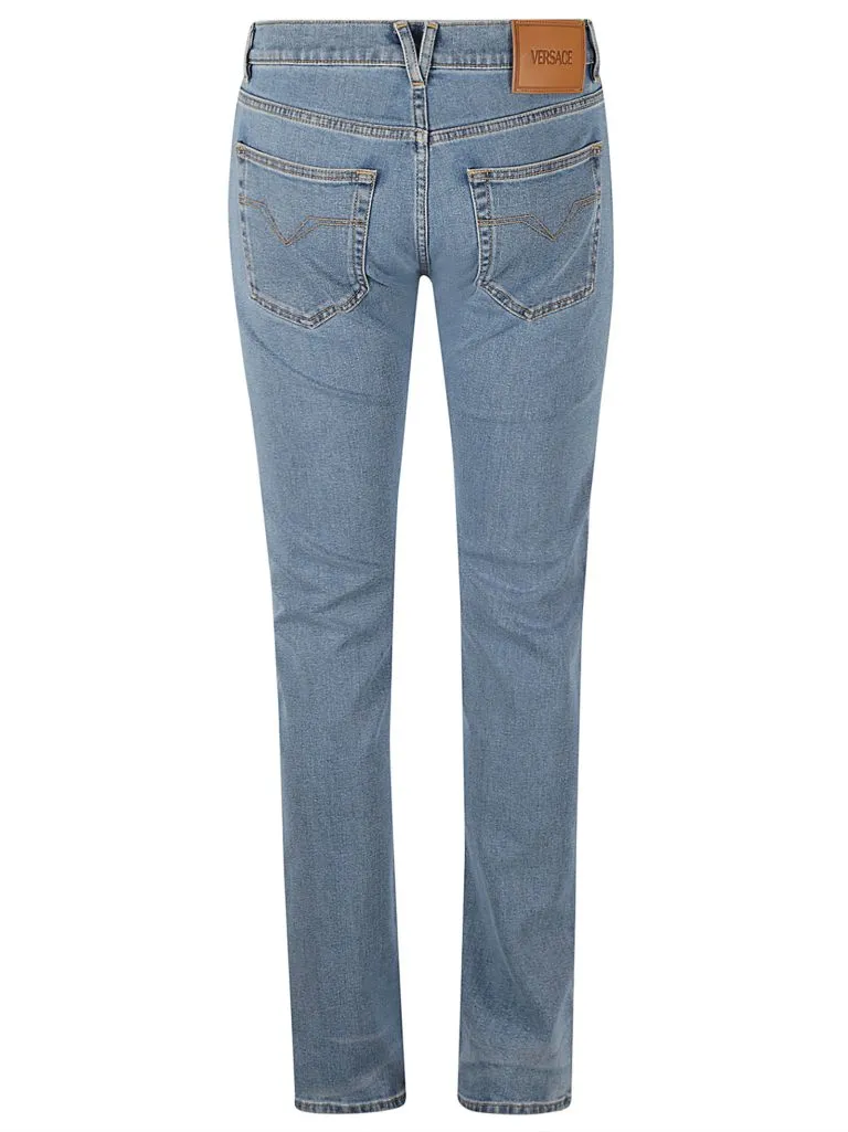 VERSACEPANT DENIM STRETCH DENIM + J STONE WASHING Faded Light Blue