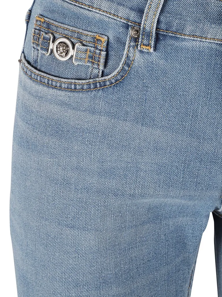 VERSACEPANT DENIM STRETCH DENIM + J STONE WASHING Faded Light Blue