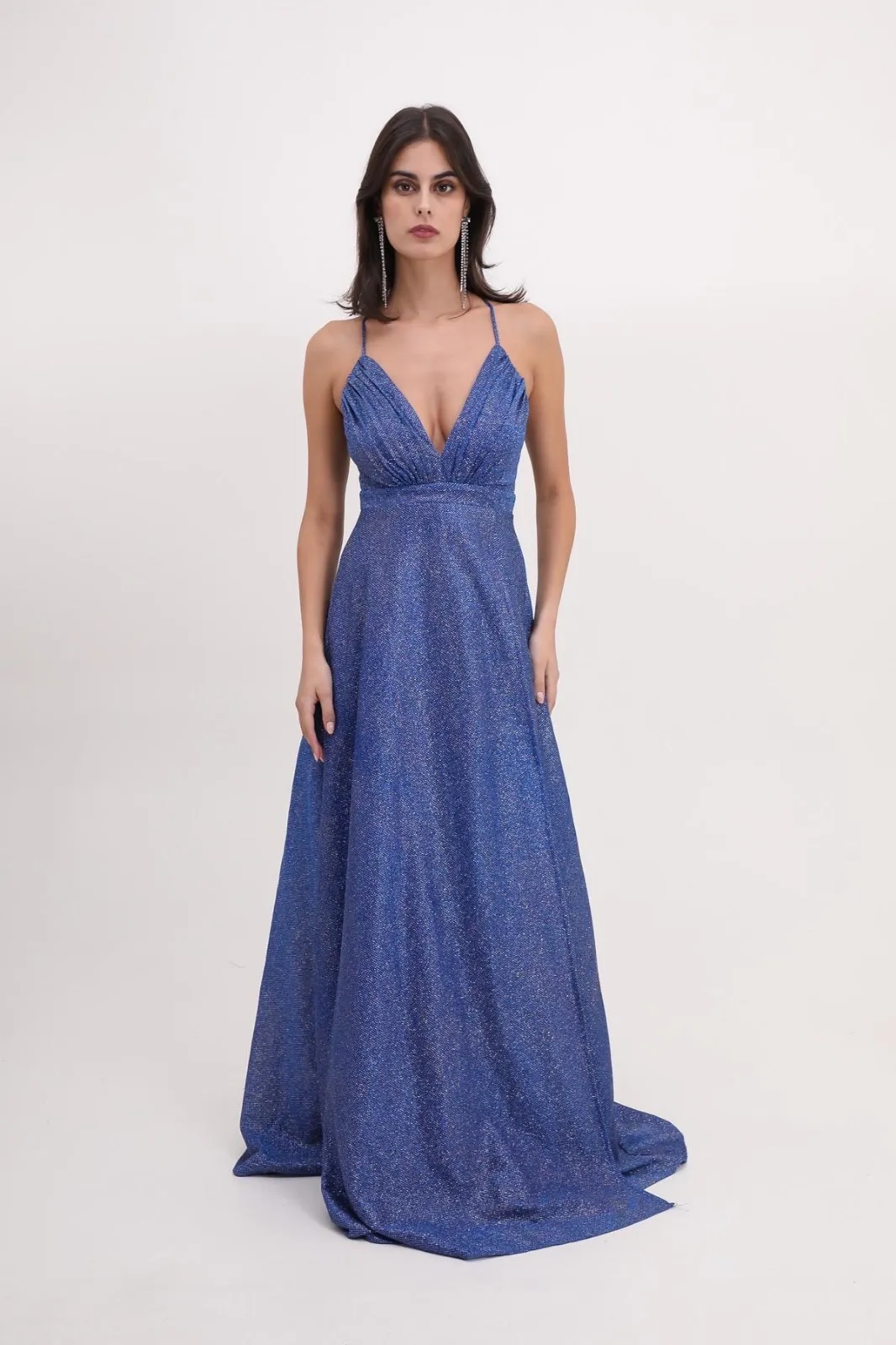 Vestito donna glitter 568063 azzurro