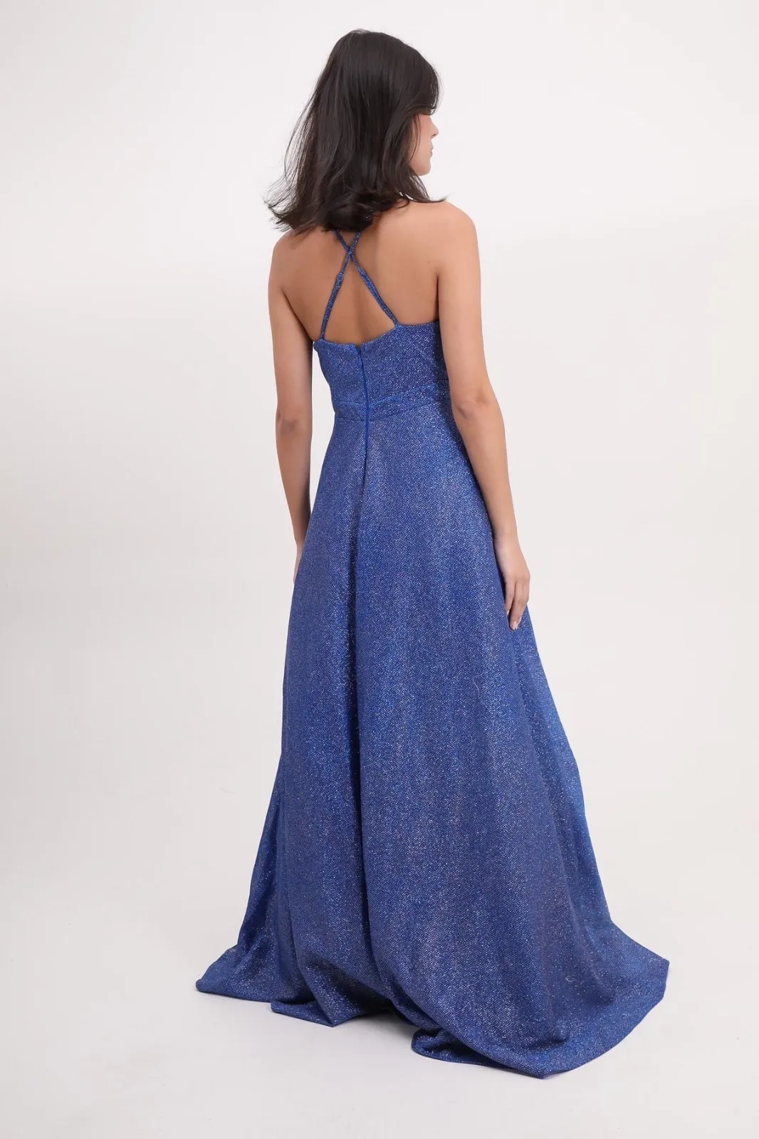 Vestito donna glitter 568063 azzurro