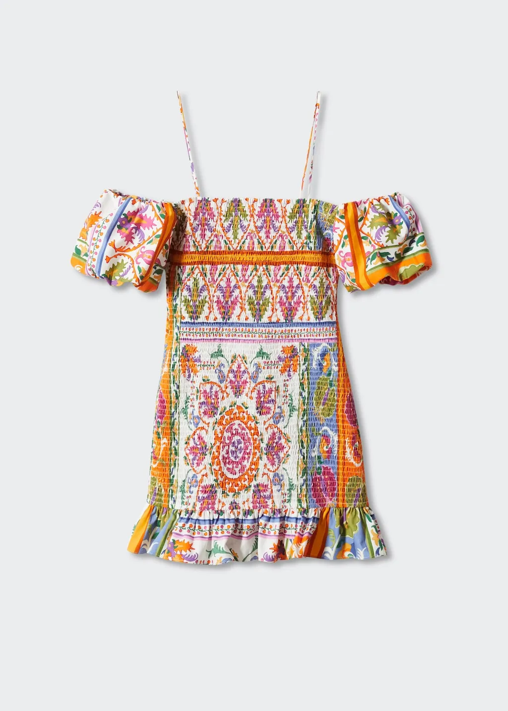 Vestito increspato maniche a palloncino