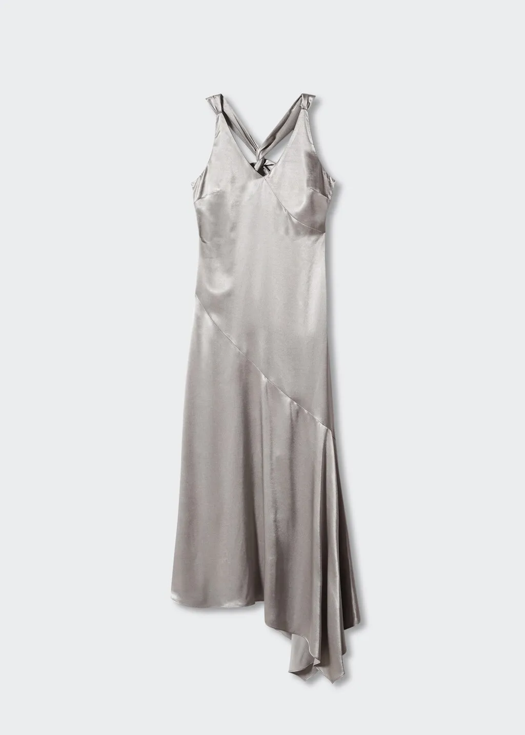 Vestito satinato bordo inferiore asimmetrico