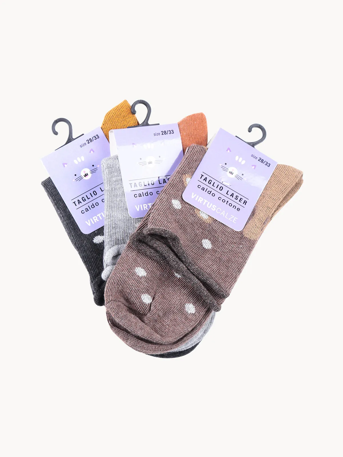Virtus Chaussettes courtes pour filles en coton chaud, pack de 3 paires