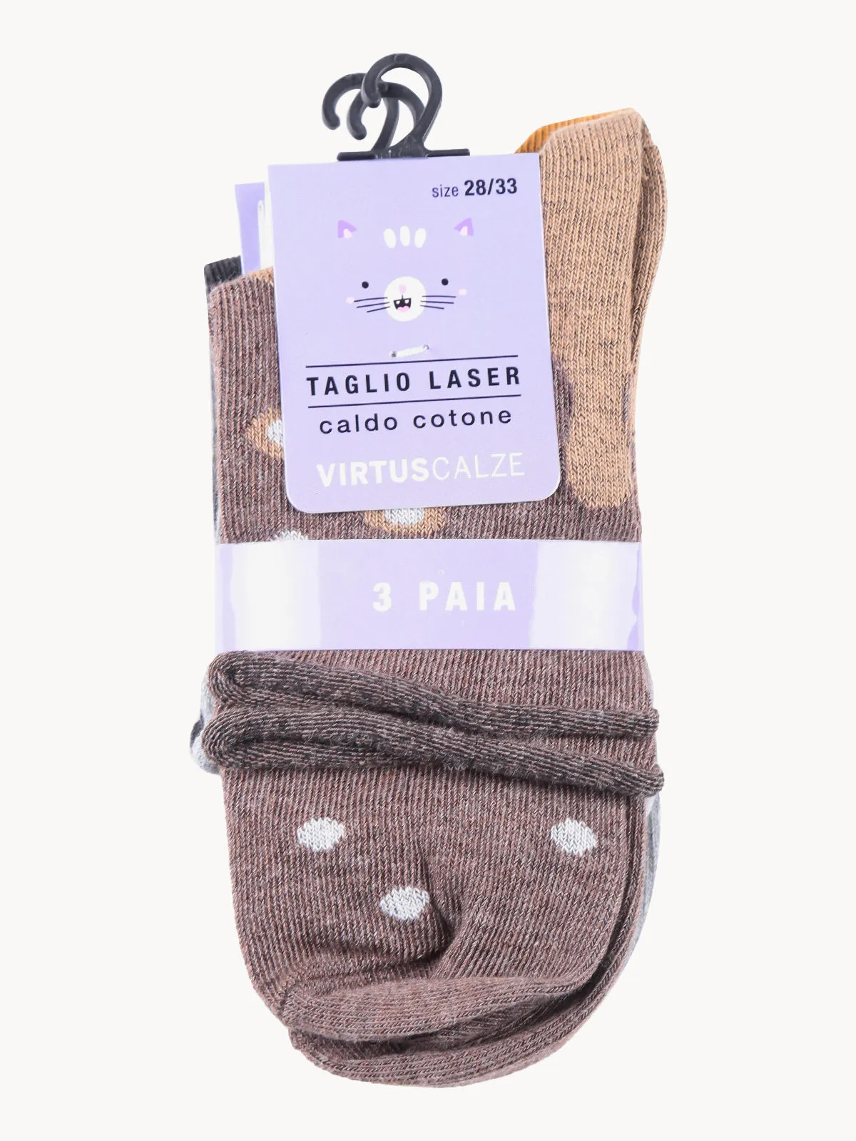 Virtus Chaussettes courtes pour filles en coton chaud, pack de 3 paires