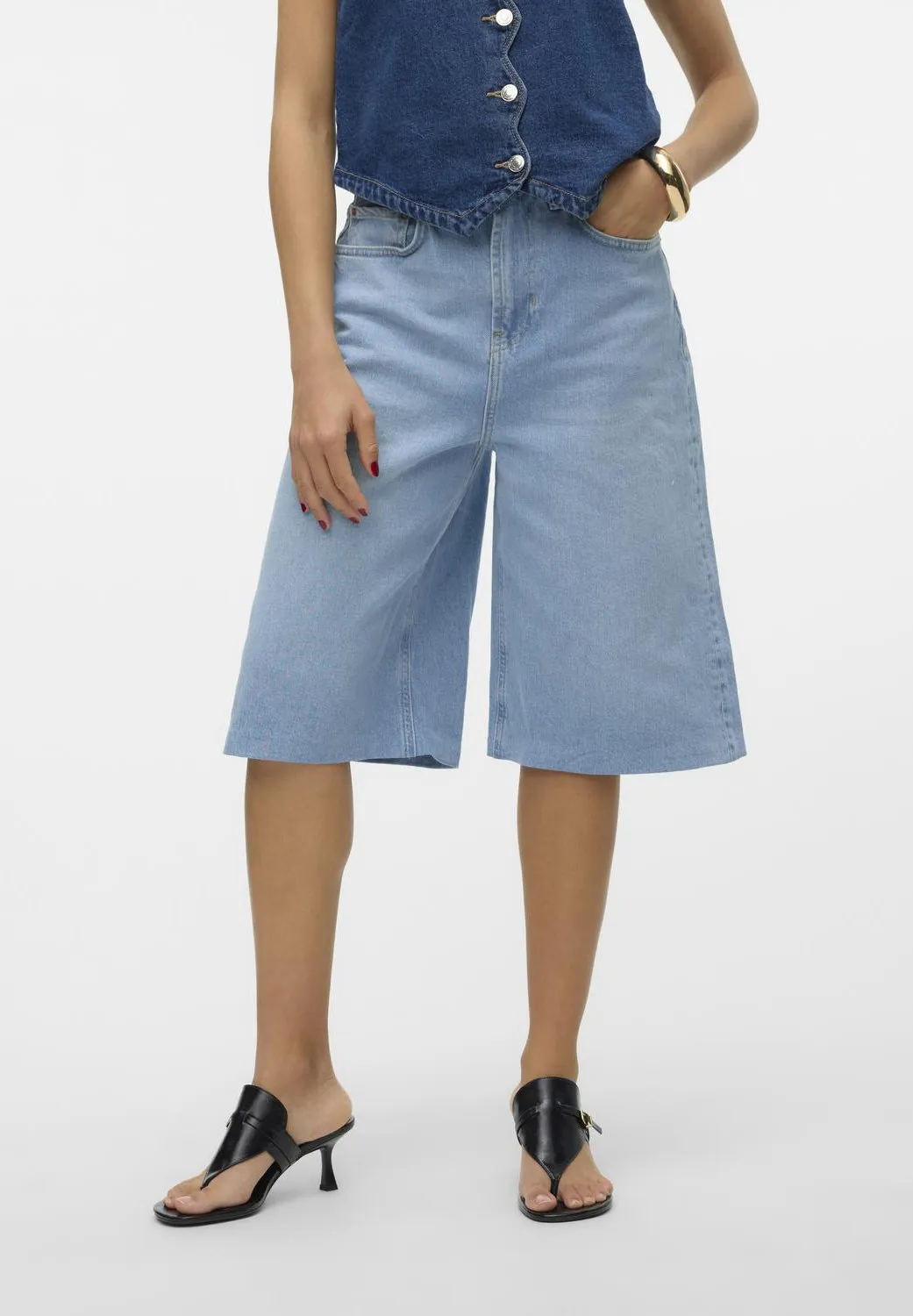 VMROWENA LONG WIDE - Shorts di jeans