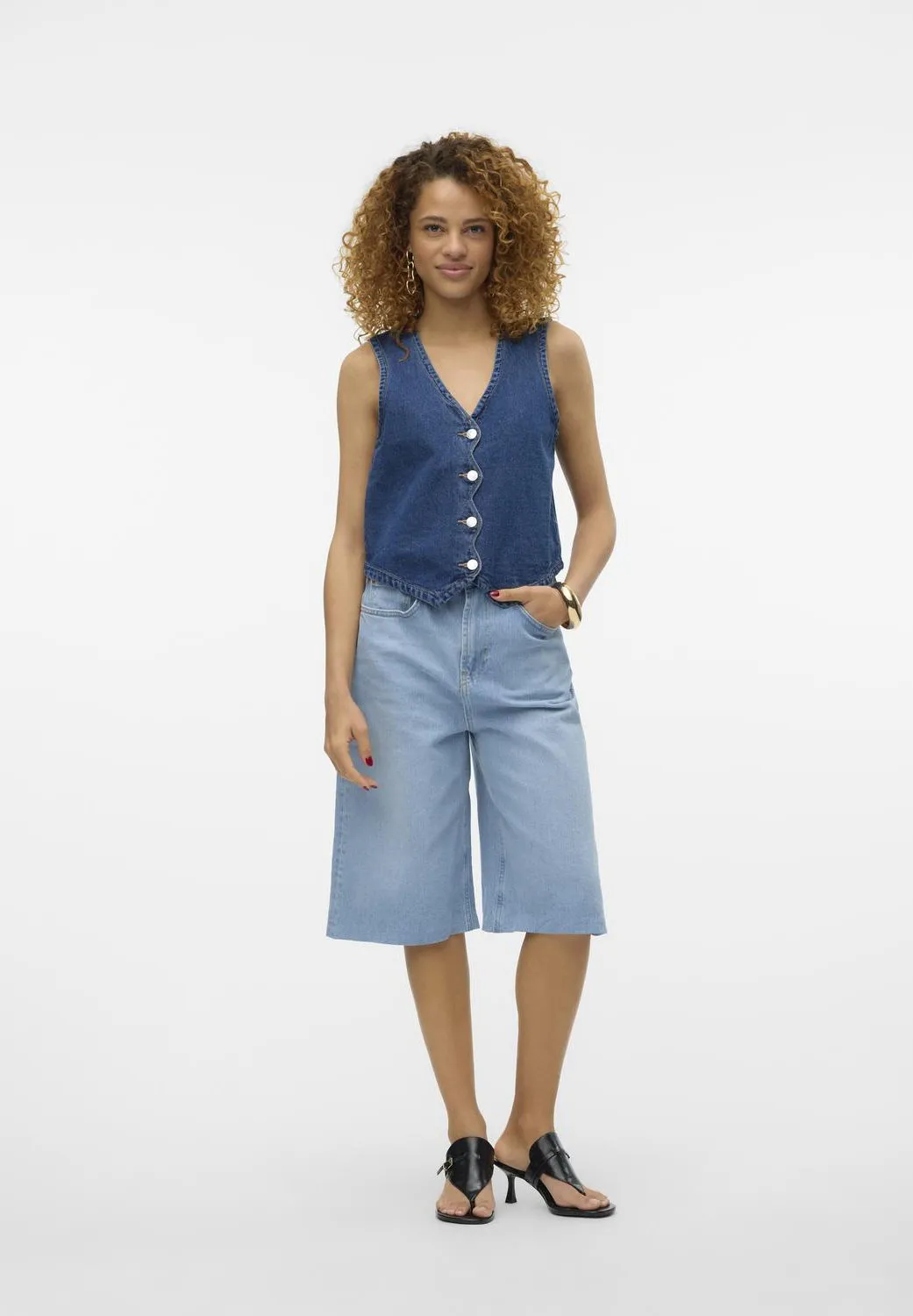 VMROWENA LONG WIDE - Shorts di jeans