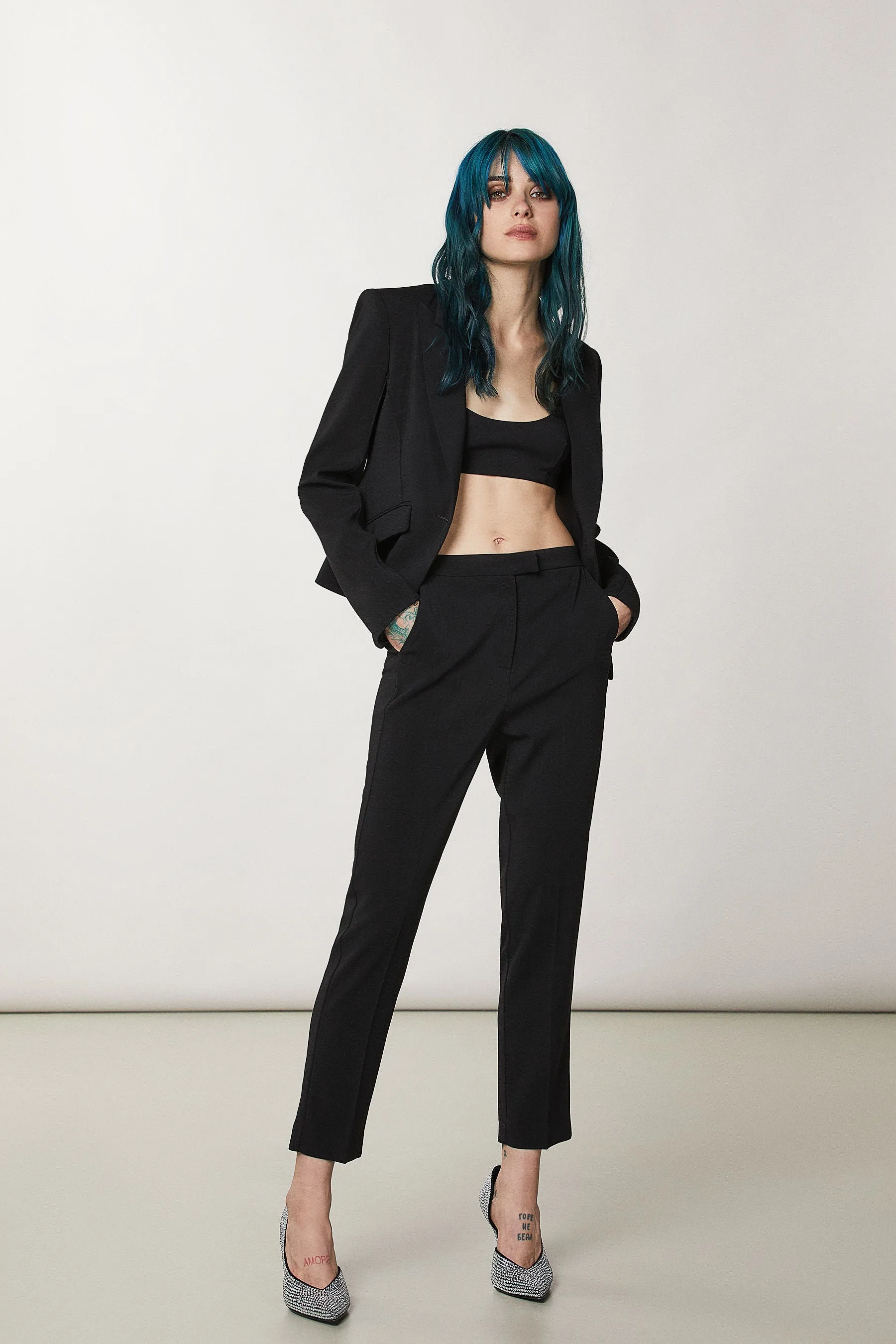 W3-8P0545 Pantalone Crepe Nero  