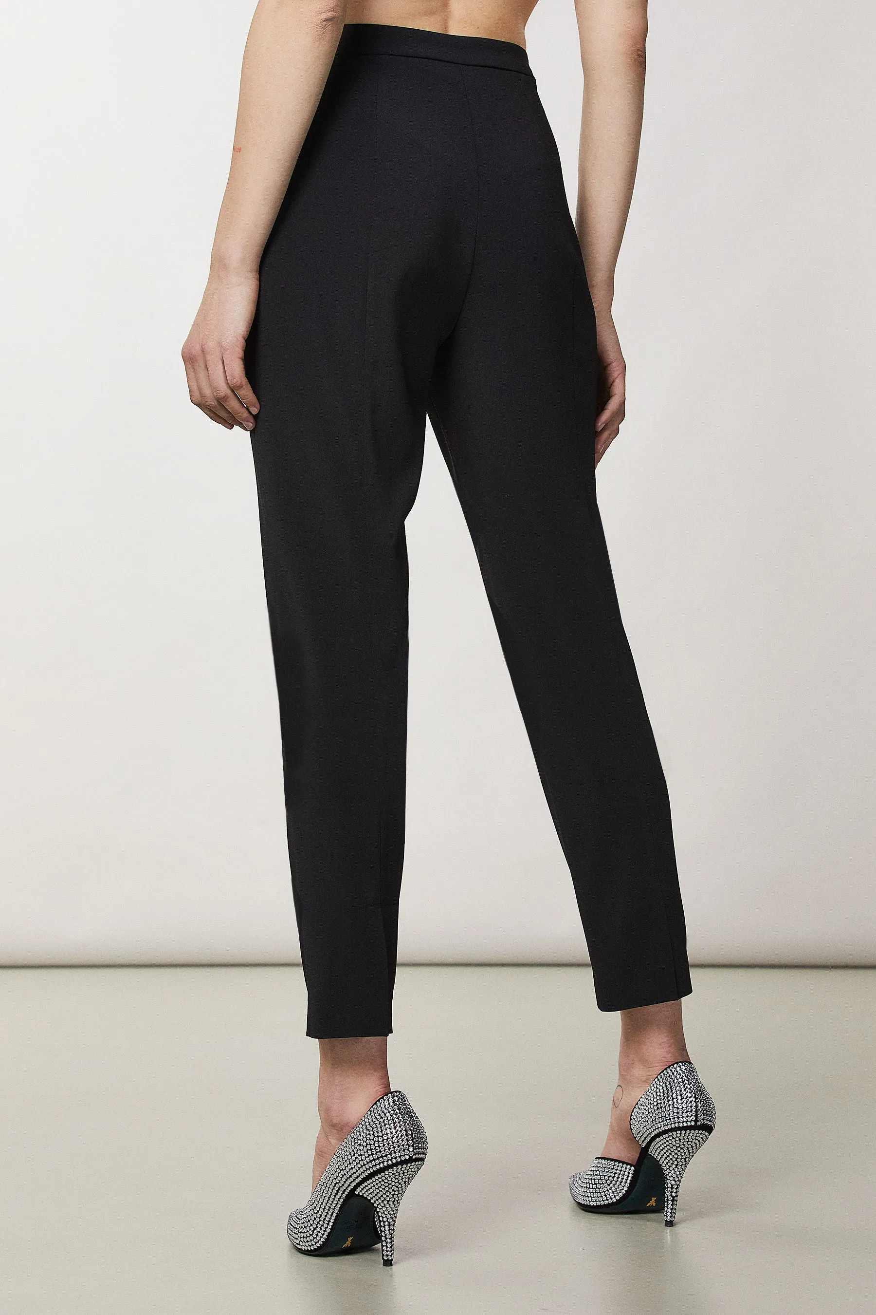 W3-8P0545 Pantalone Crepe Nero  
