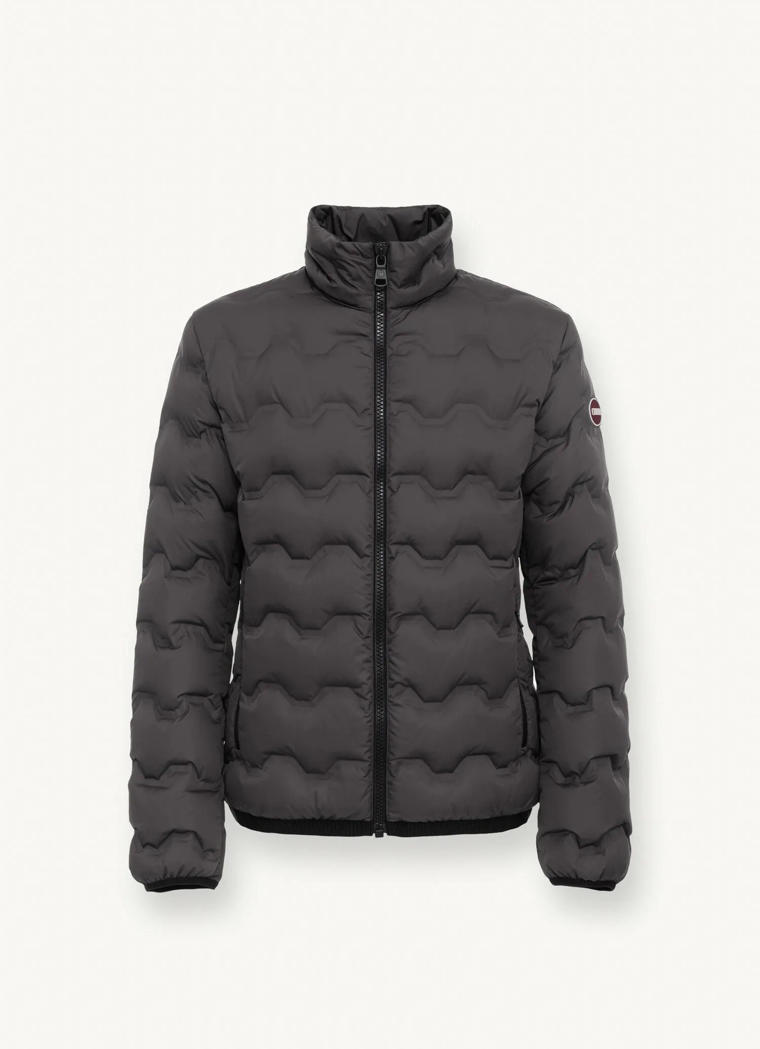 Wavey quilted down jacket with grosgrain band