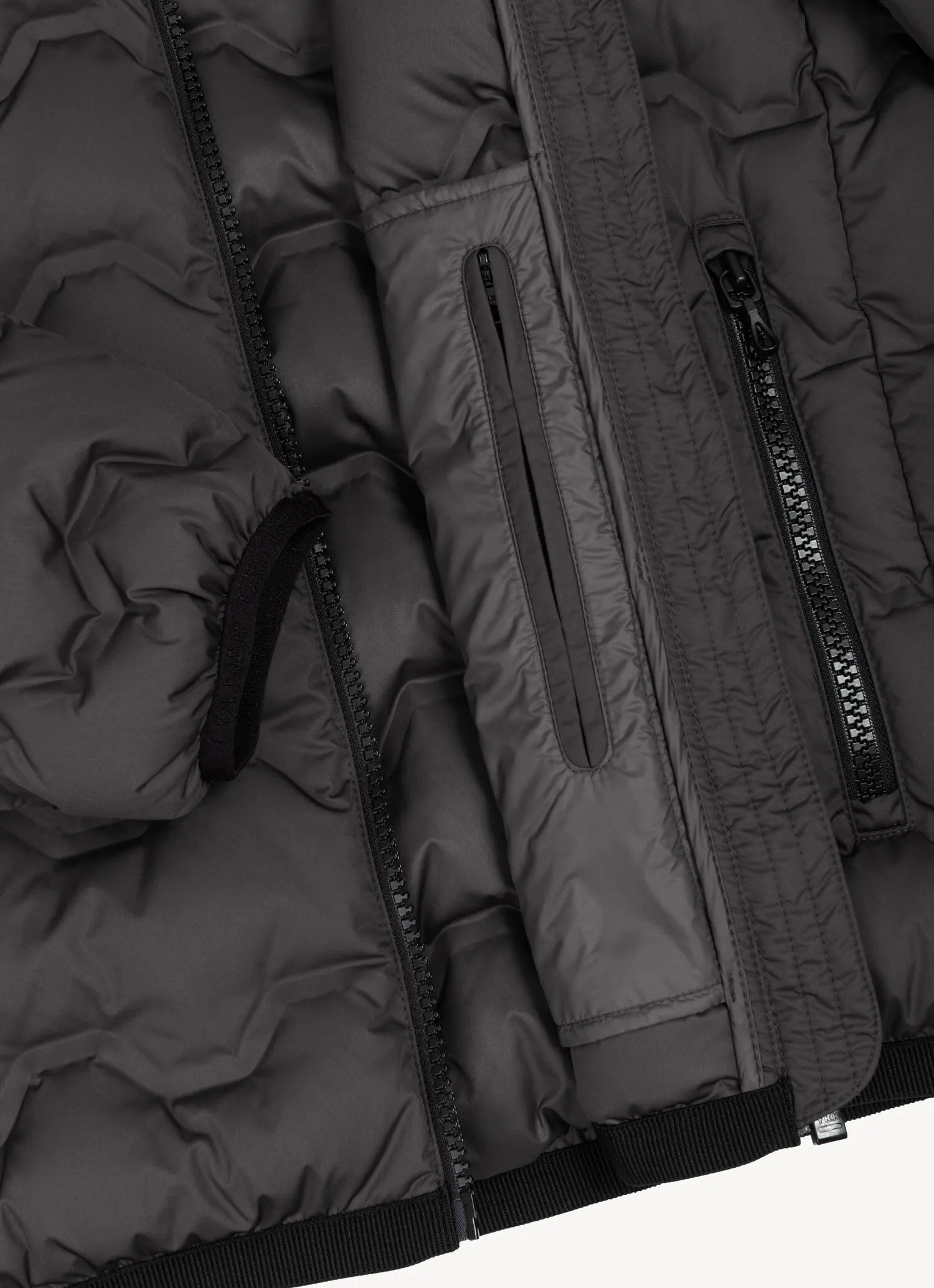 Wavey quilted down jacket with grosgrain band