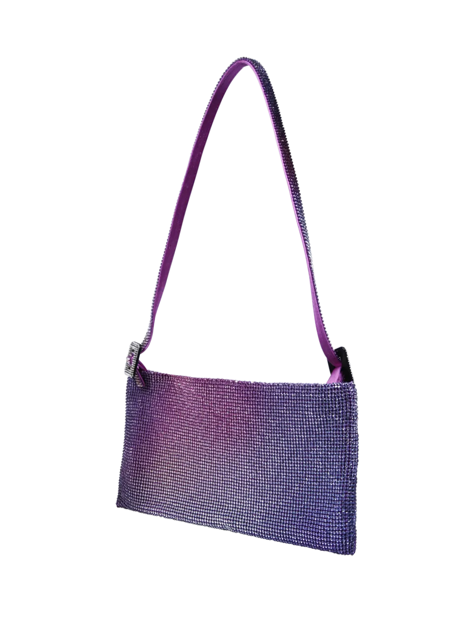 WOMAN BENEDETTA BRUZZICHES PURPLE RHINESTONE MESH YOUR BEST FRIEND LA GRANDE BAG