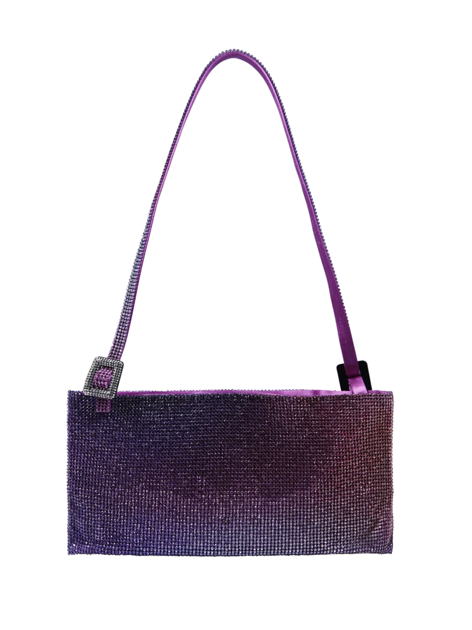 WOMAN BENEDETTA BRUZZICHES PURPLE RHINESTONE MESH YOUR BEST FRIEND LA GRANDE BAG