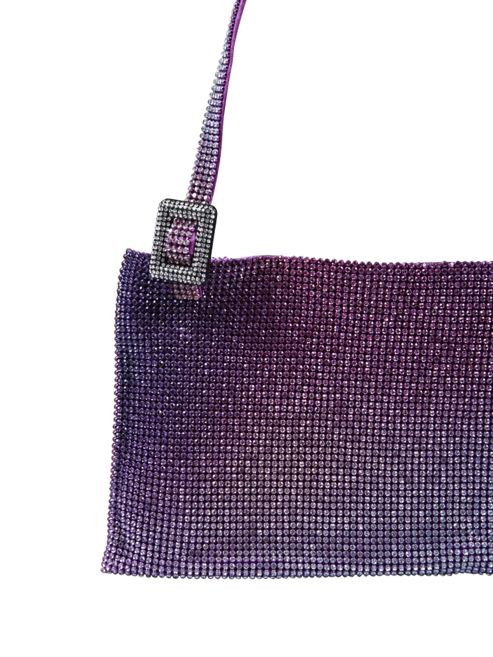 WOMAN BENEDETTA BRUZZICHES PURPLE RHINESTONE MESH YOUR BEST FRIEND LA GRANDE BAG