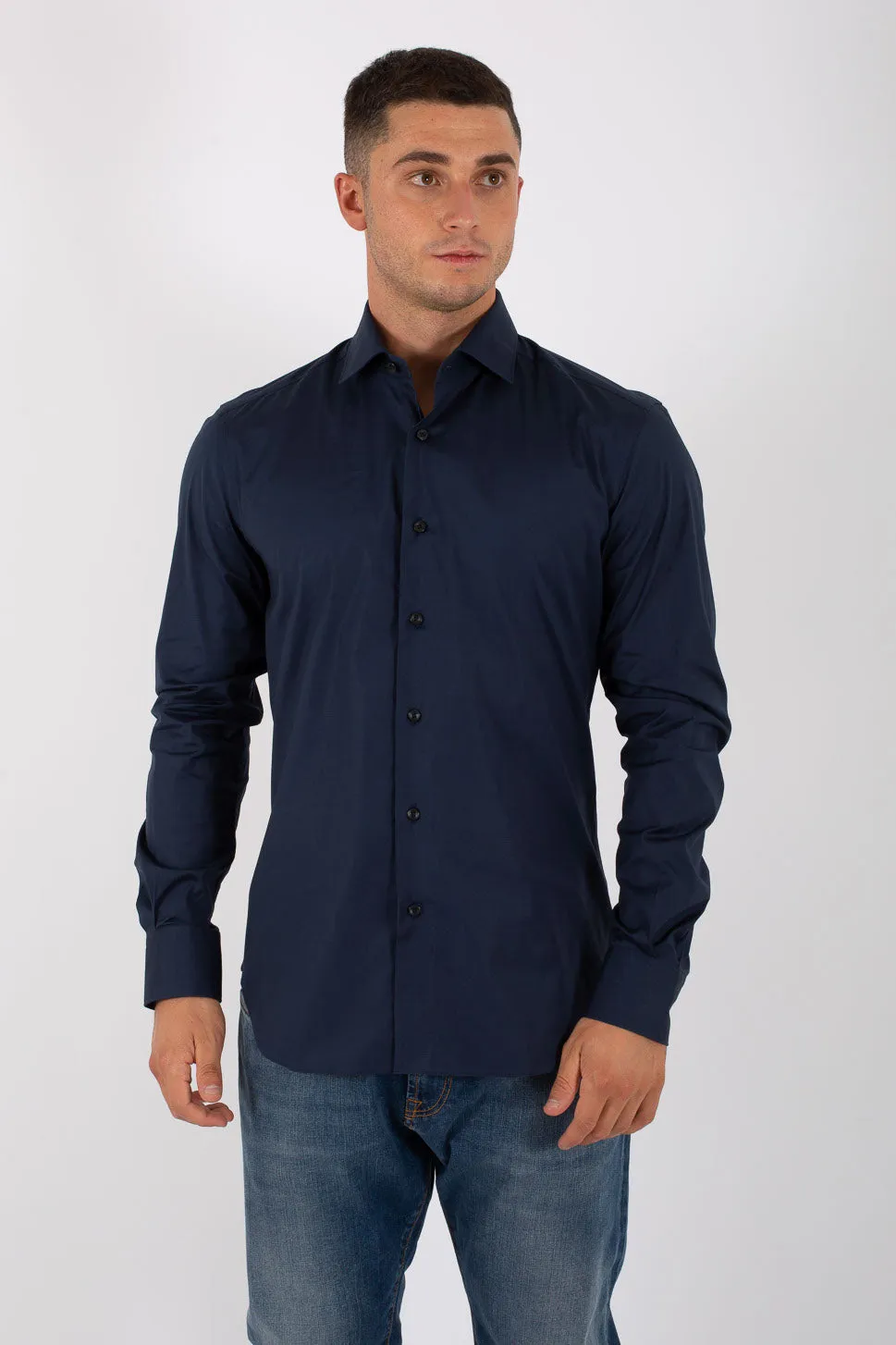 Xacus Camicia Classica Stretch Blu Uomo