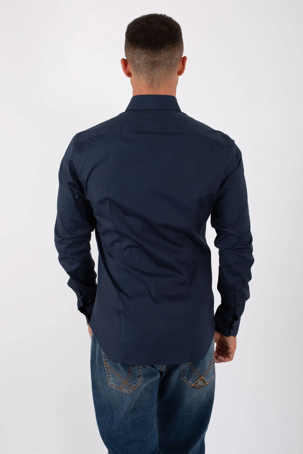Xacus Camicia Classica Stretch Blu Uomo