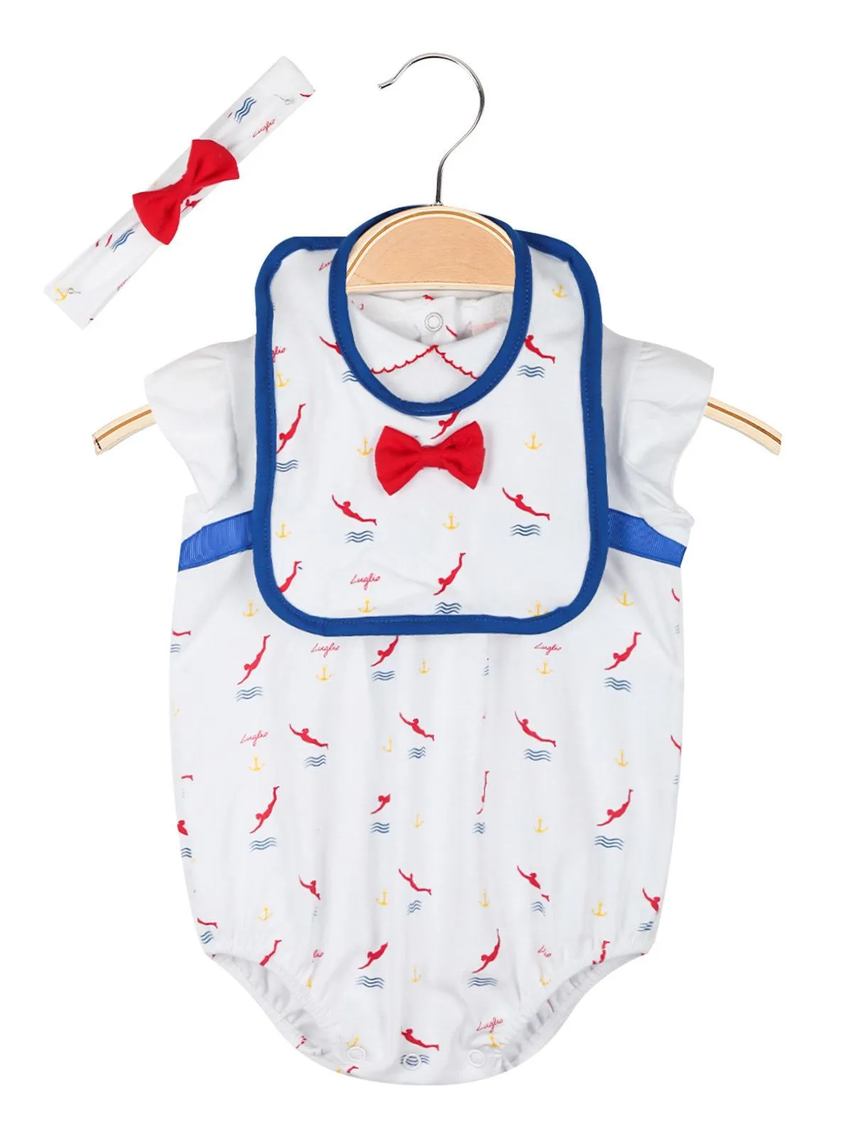 Yes! Do Kid'S Combinaison courte bébé fille + bavoir et bandeau
